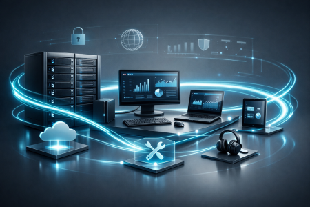 Illustration moderne de protection  sur des postes de travail