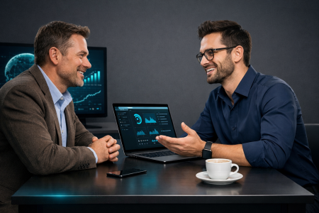 un échange entre technicien et client