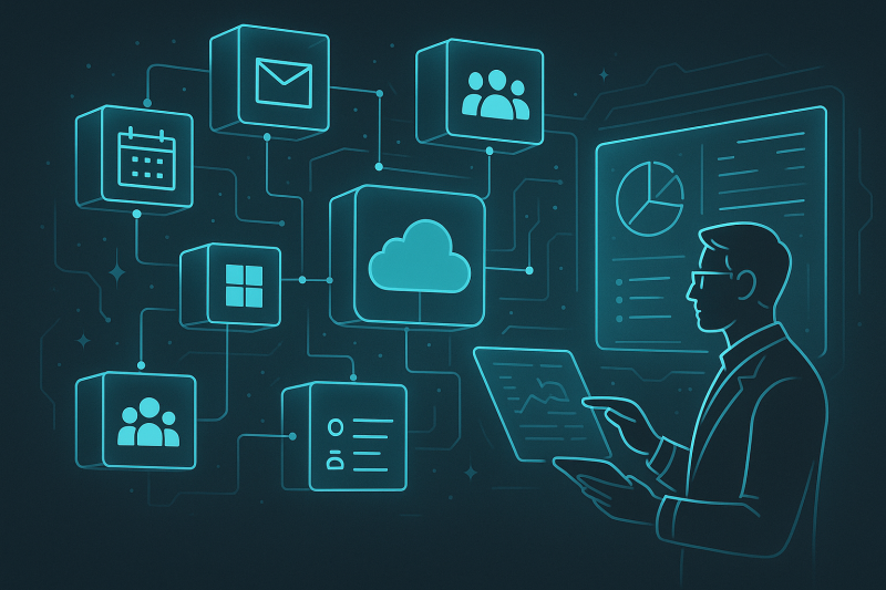 Illustration moderne de plusieur outils collaboratif 365