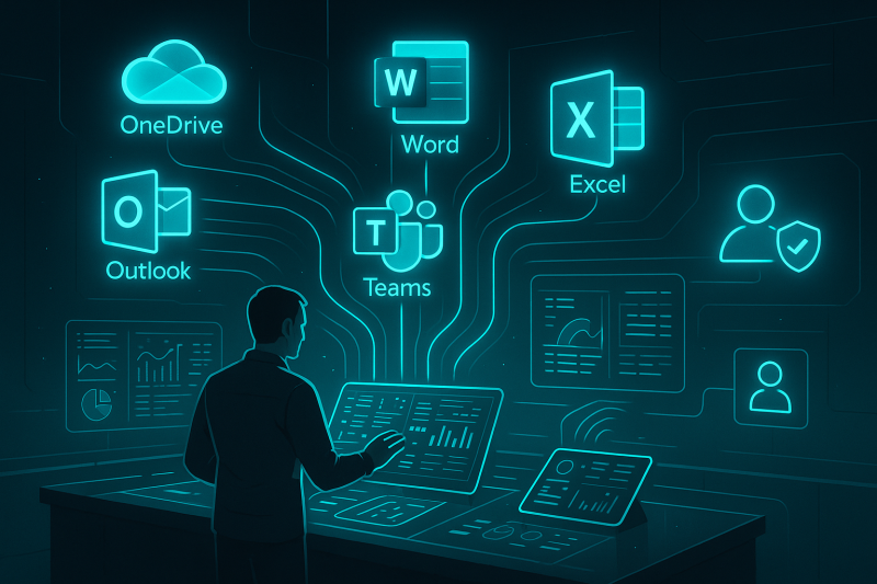 Illustration moderne de plusieur outils collaboratif 365