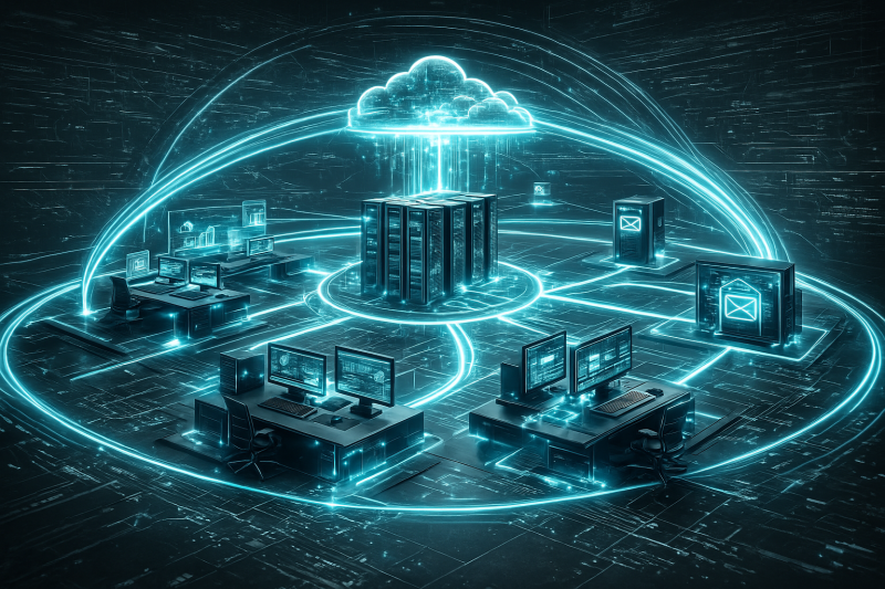 Illustration moderne de protection sur le système d'information