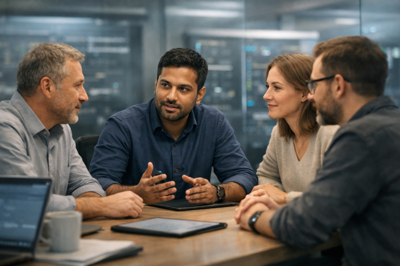 réunions de travail avec 4 personnes
