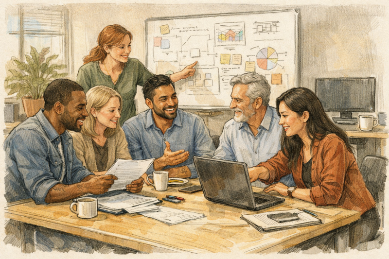 illustration de réunions de travail