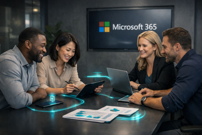 4 personnes en réunion de travail