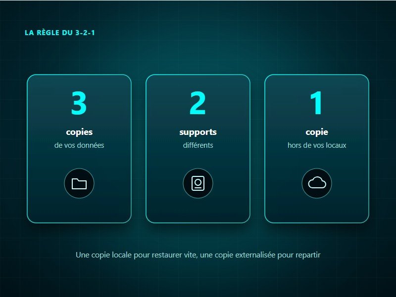 La règle du 3-2-1 : trois copies, deux supports, une copie hors site