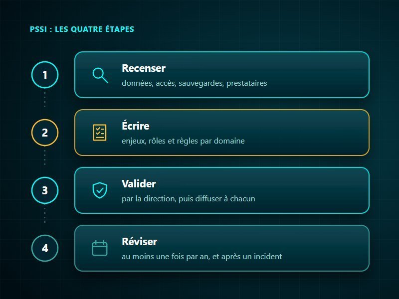PSSI : recenser, écrire, valider et réviser la politique de sécurité