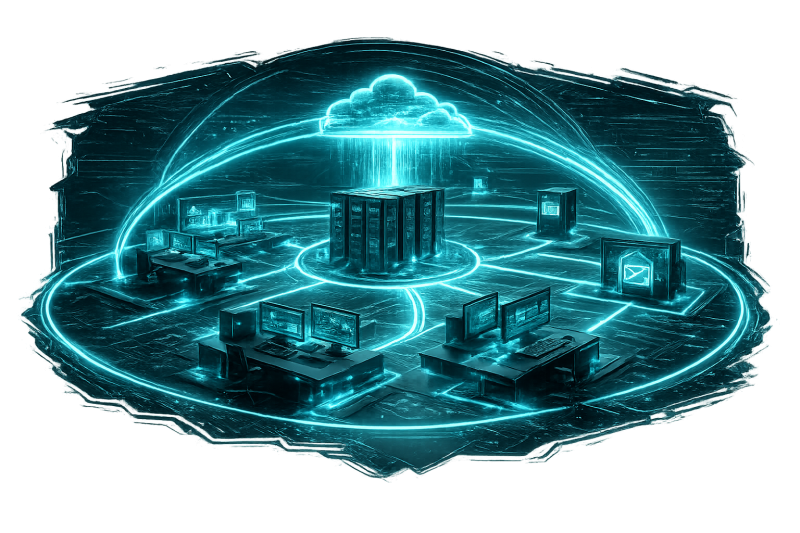 Support informatique global couvrant postes, serveurs et applications métier