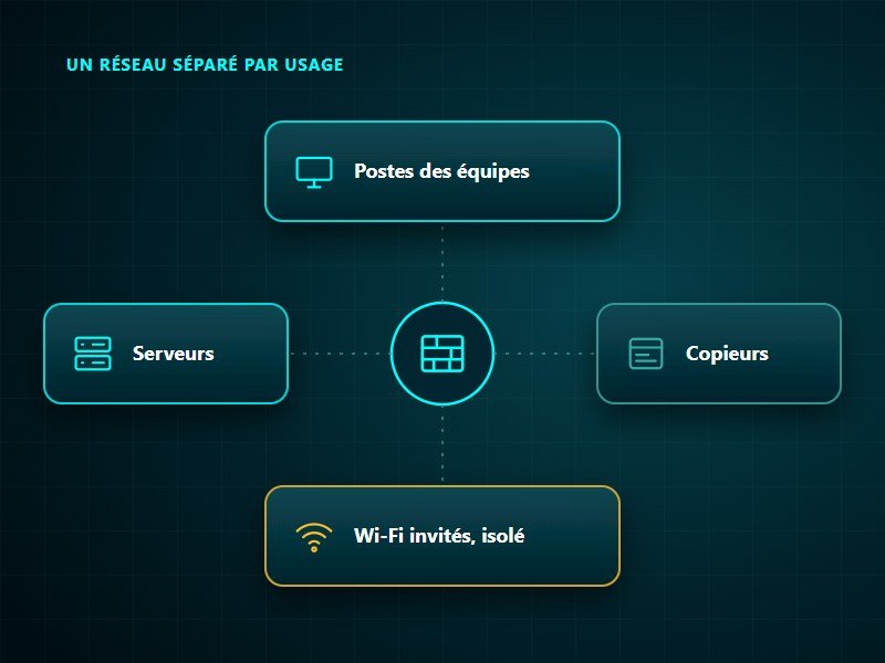 Un réseau interne séparé par usage, que le VPN rejoint à distance